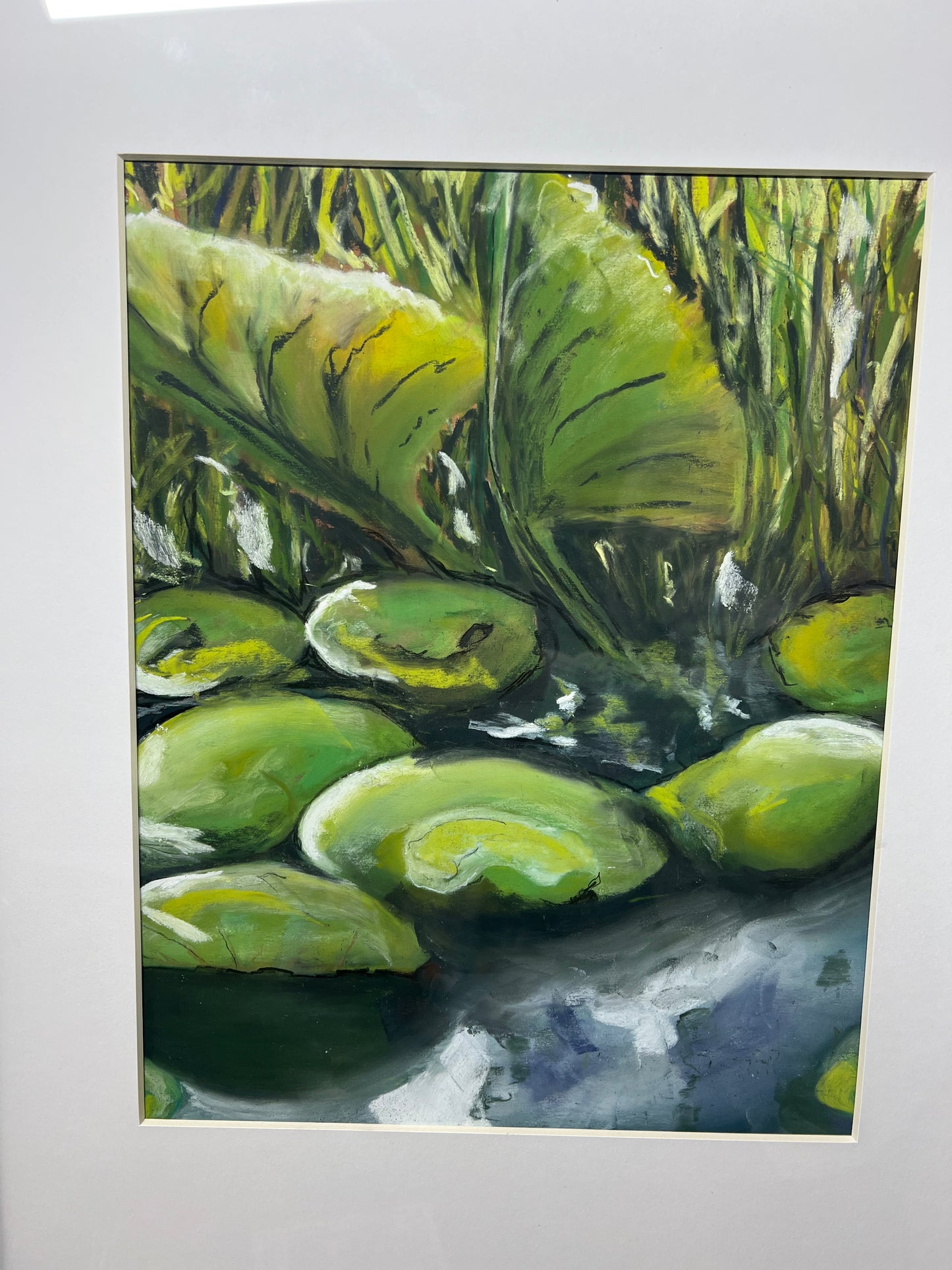 "ON THE POND" Original Fine Art Pastel Painting Framed