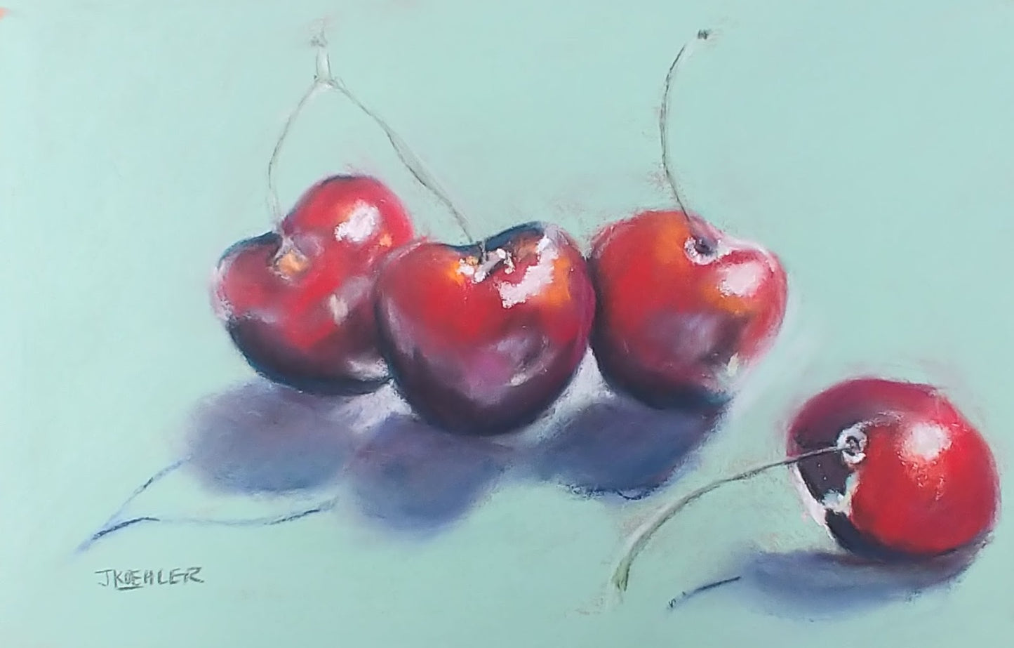 Cherries still life pastel fine art