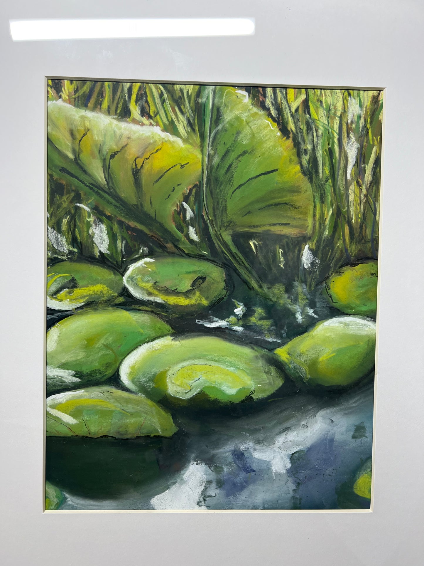 "ON THE POND" Original Fine Art Pastel Painting Framed