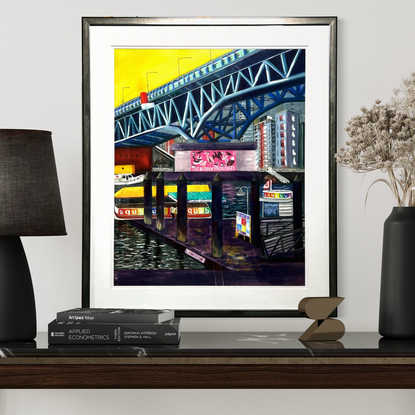 "GRANVILLE ISLAND" Original Fine Art Pastel Painting Framed