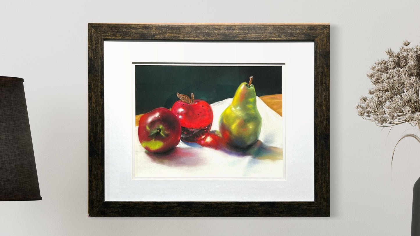 "TAKE A BITE" Original Fine Art Pastel Painting Framed
