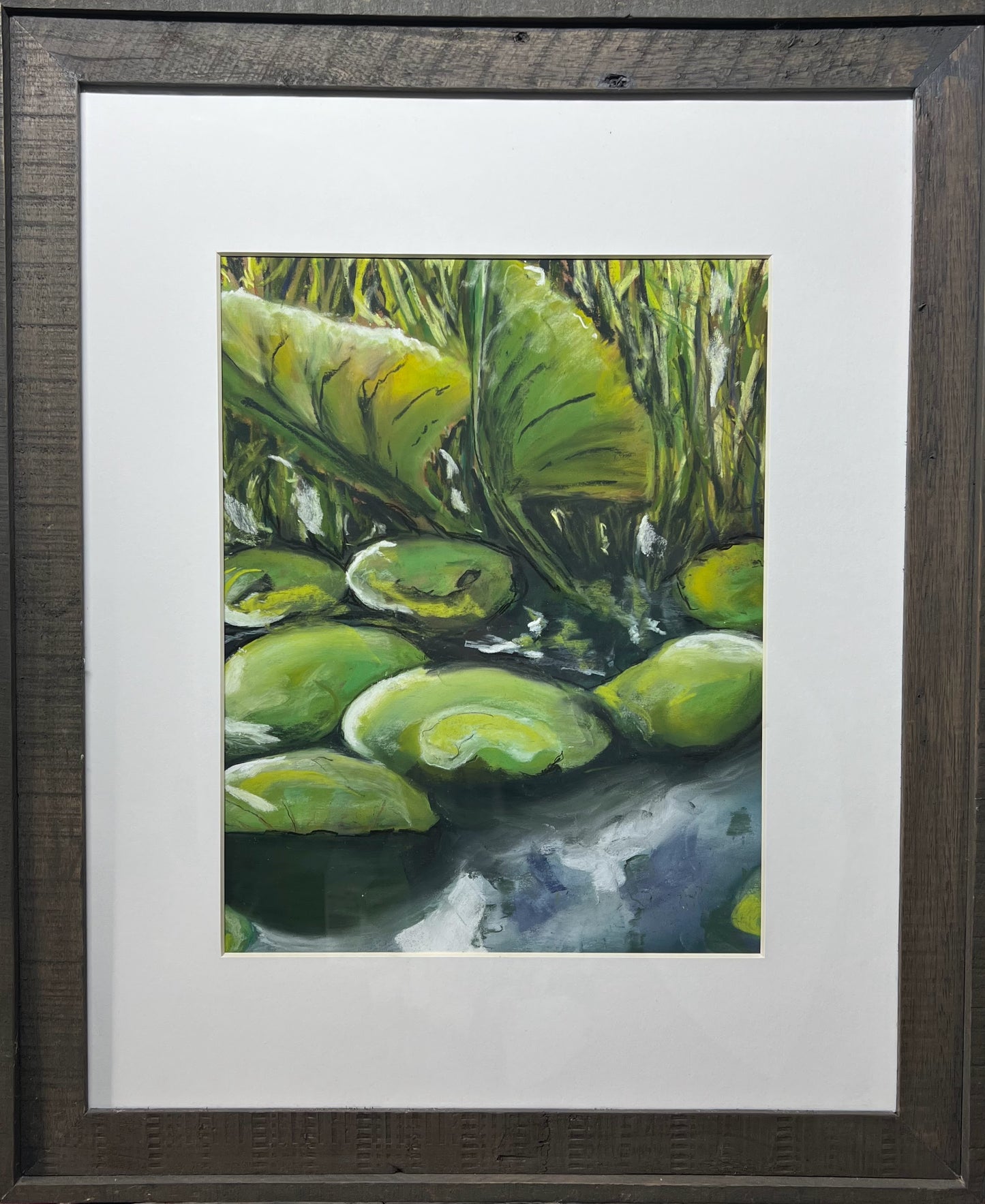 "ON THE POND" Original Fine Art Pastel Painting Framed