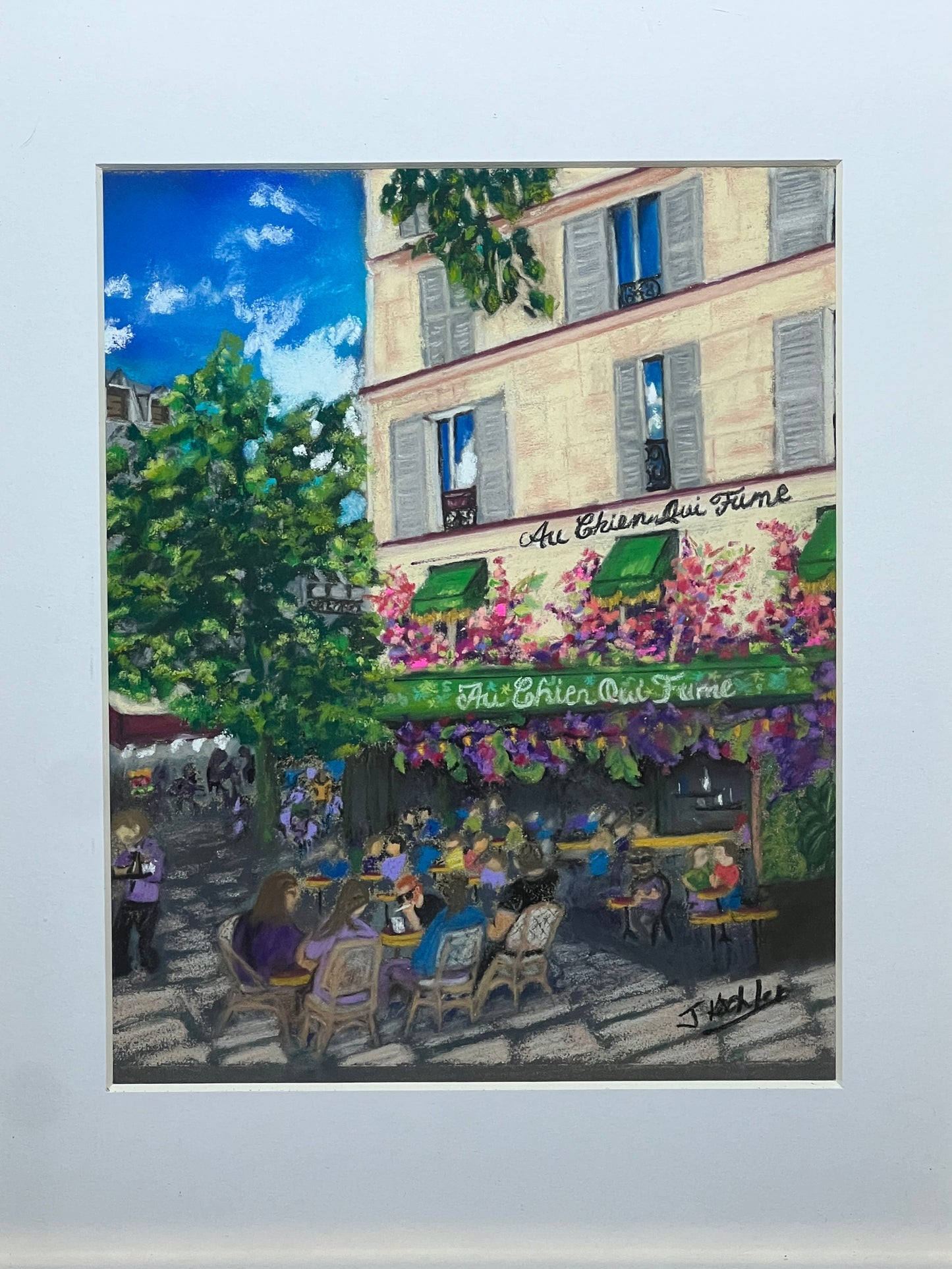 "PARIS CAFE" Original Fine Art Pastel Painting Framed