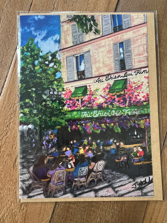 Signed Artist Print Greeting Card "Paris Cafe"