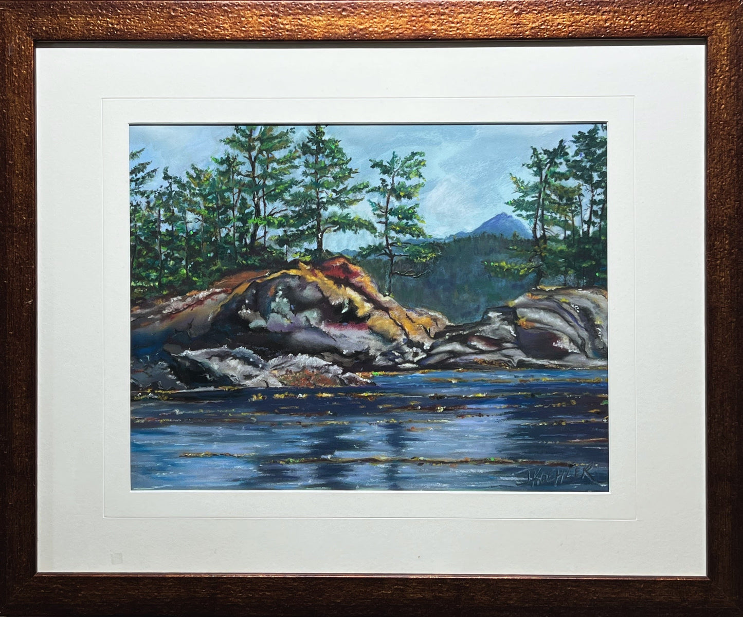 "BLACKFISH SOUND" Original Fine Art Pastel Painting Framed