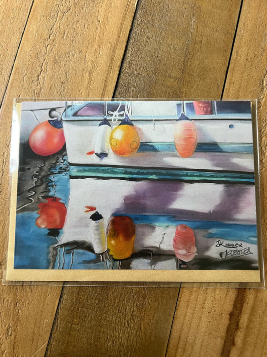 Signed Artist Print Greeting Card "Where the Buoys Are"