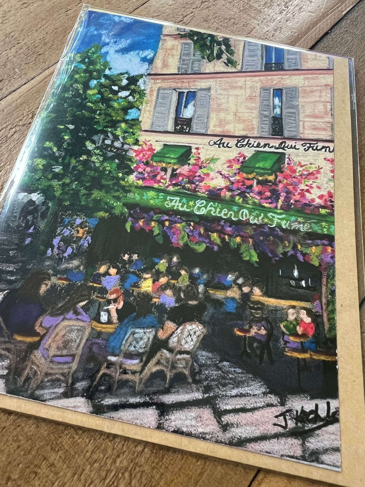 Signed Artist Print Greeting Card "Paris Cafe"